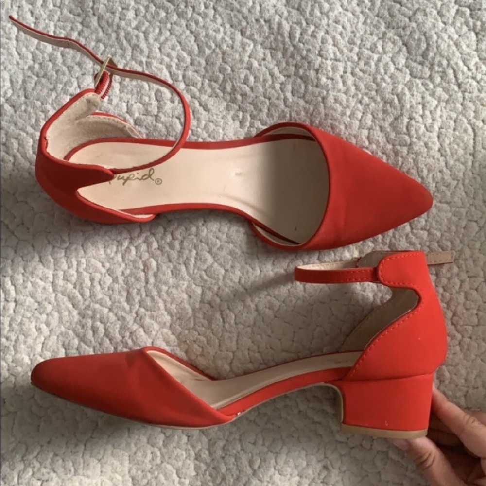 Red Pointed Kitten Heels